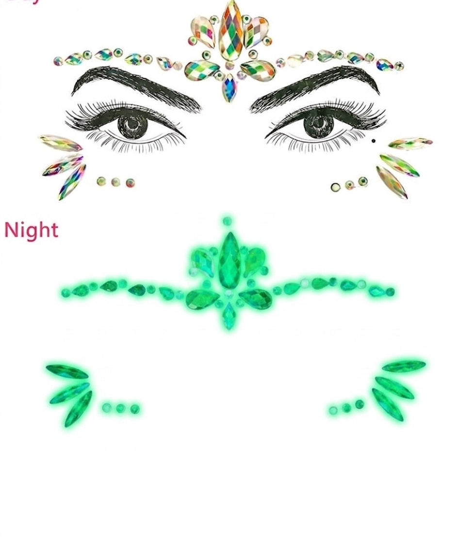 Glow in the dark Face gems style 1