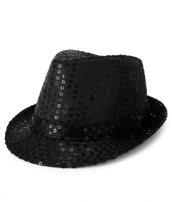 Black Glitter Fedora Hat