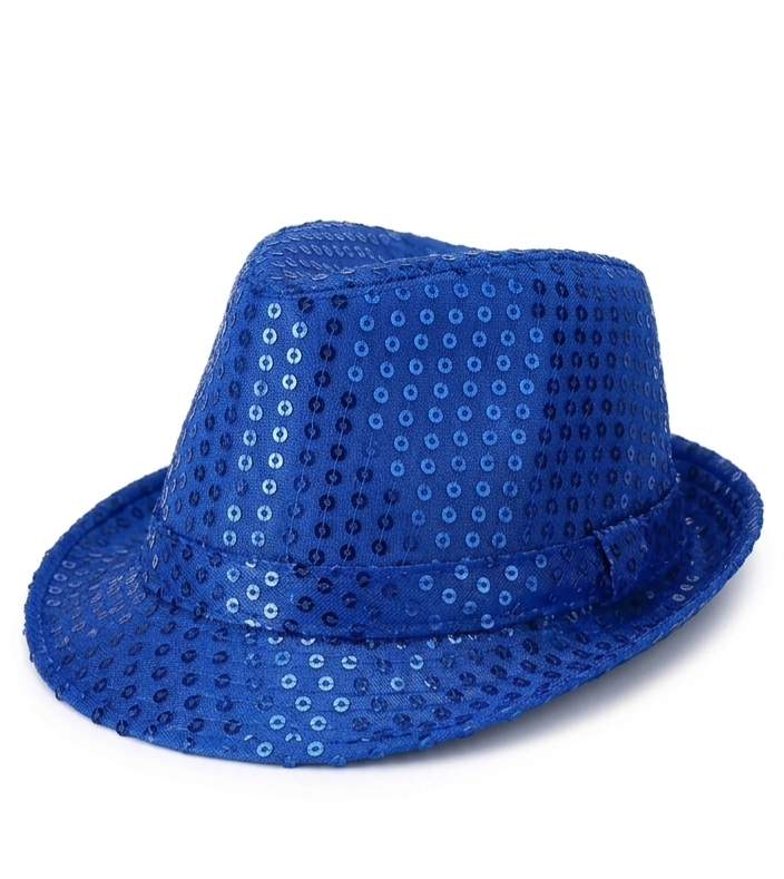 Blue Glitter Fedora Hat