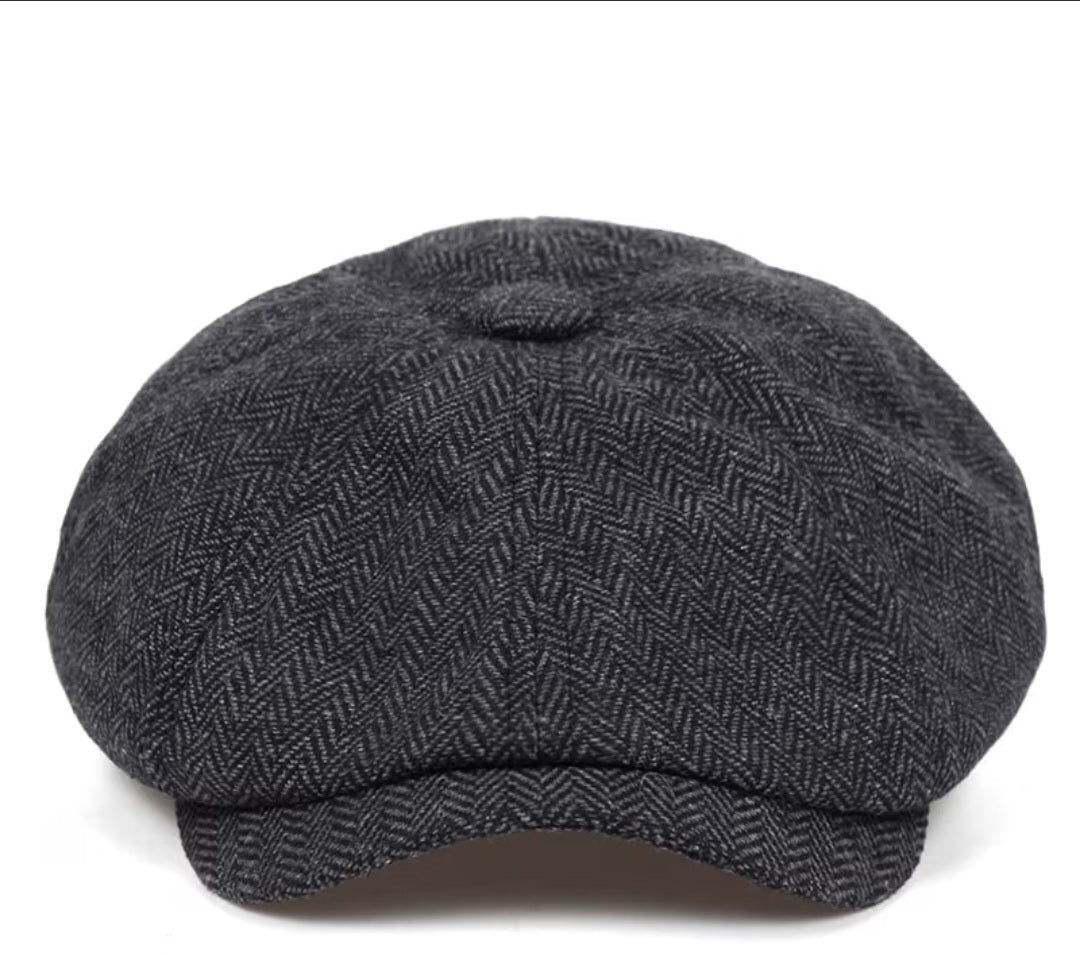 Vintage Charcoal Newsboy Hat